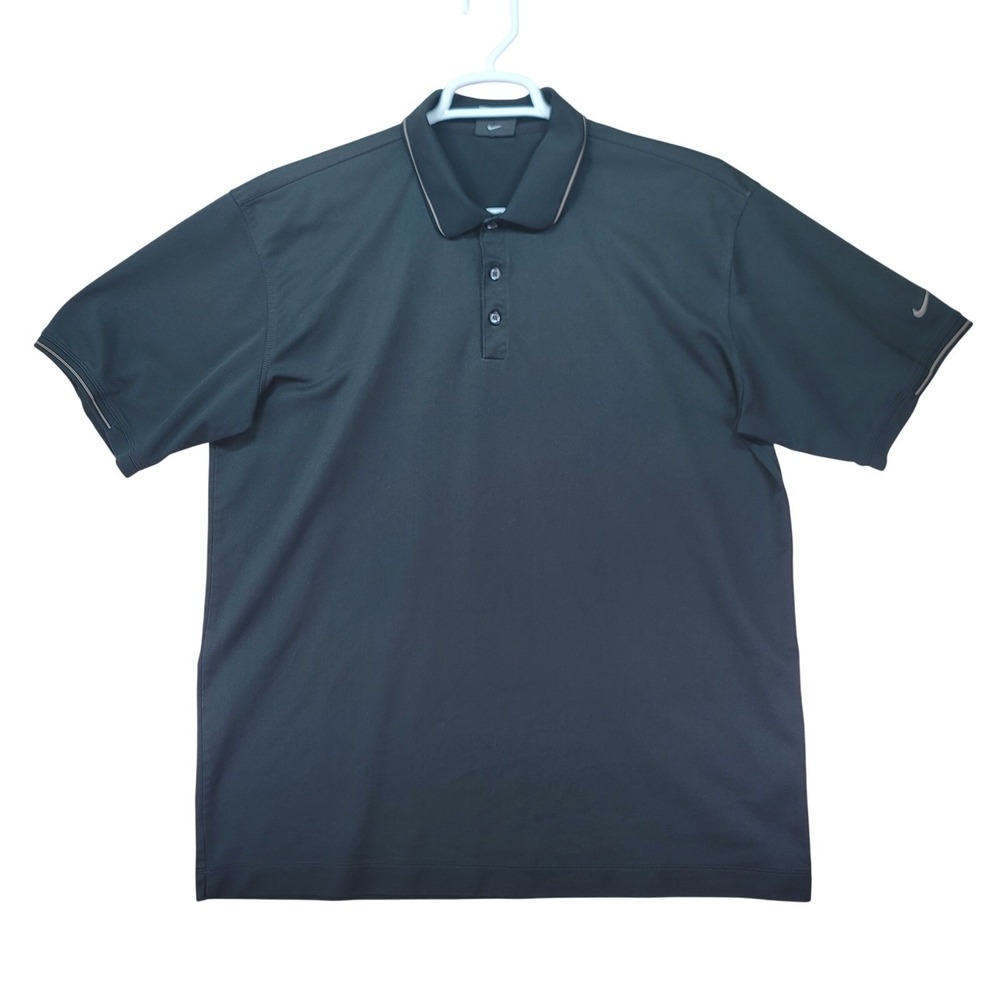 Nike Golf Fit Dry Polo Shirt Mens XL Black Short Sleeve Pique Performance Golf - Picture 2 of 9